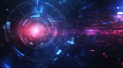 Fototapeta premium Highly futuristic of an imagination of digital technology teleport circle circuit space abstract background.