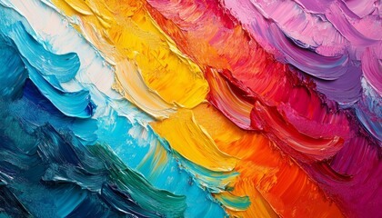 Fototapeta premium Abstract Colorful Oil Painting with Bold Brush Strokes Texture