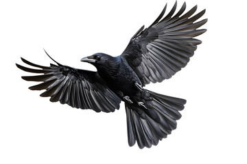 Naklejka premium Beautiful black raven, crow in flight isolated on white background