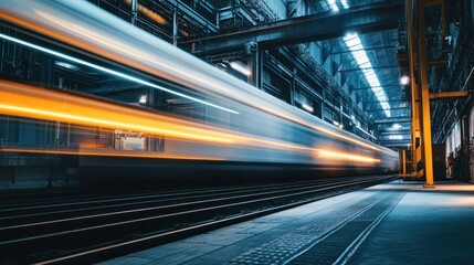 Blurry Train in Industrial Setting
