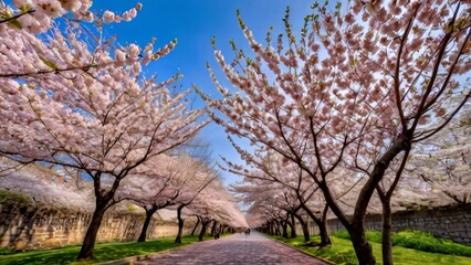  Springtime Cherry Blossoms in Full Bloom