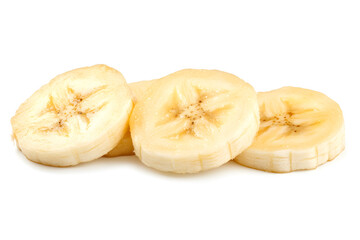 Banana slices isolated on white background