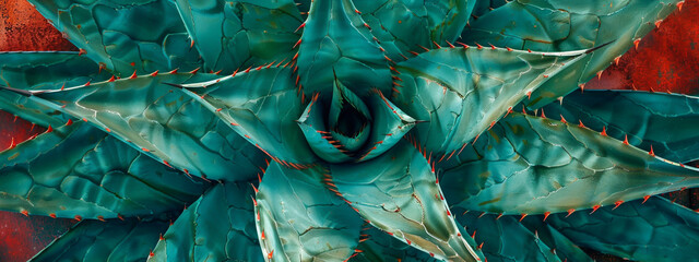 Prickly fullness A bird's eye view of a green agave tree