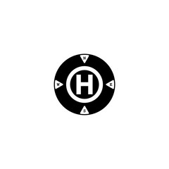 Helicopter landing pad Helicopter place icon isolated on white background