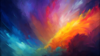Abstract paintbrush strokes background with bold and colorful brushstrokes on canvas