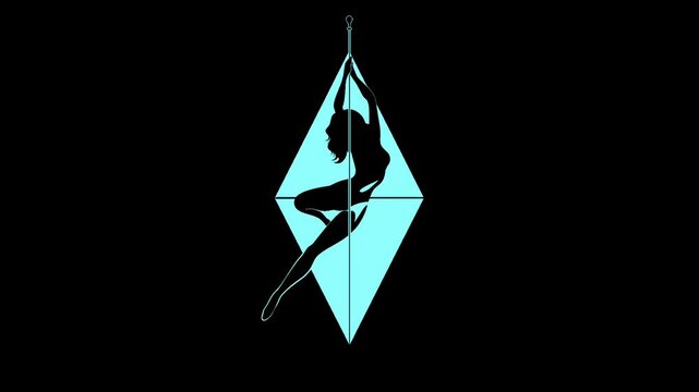 Silhouette of a Pole Dancer Isolated on a Black Background With an Alternating Color Light Pattern
