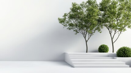 Obraz premium Symmetrical Design in Minimalist Garden Terracing, Explore how symmetry in terraced garden layouts creates a sense of balance and order.