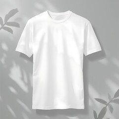 Blank White T-shirt Mockup, Isolated on a gray background, shadow overlay, natural lighting, T-shirt Mockup,