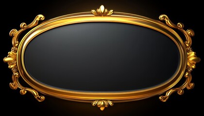 Ornate Golden Oval Frame with Black Background