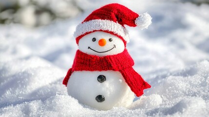 Fototapeta premium Snowman with red hat
