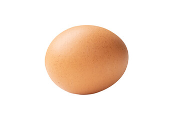 Side view of single brown chicken egg isolated on white background with clipping path