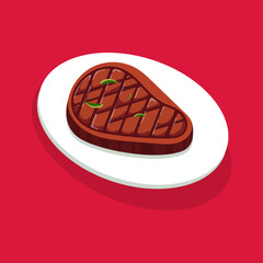 Flat illustration of grilled meat