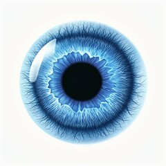 Human blue eye icon, pupil on white background