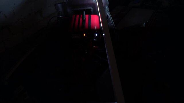 red new car battery charger with ammeter and terminals for 6 volts and 12 volts