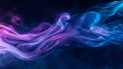 Obraz premium Future cyberspace concept,Futuristic dark background with neon glow and smoke,Blue purple gradient abstract background with smoke, neon, glow effect on black background 