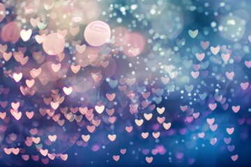 A dreamy assortment of blue and pink glitter lights with heart overlays creates a whimsical atmosphere perfect for celebrations and romantic moments
