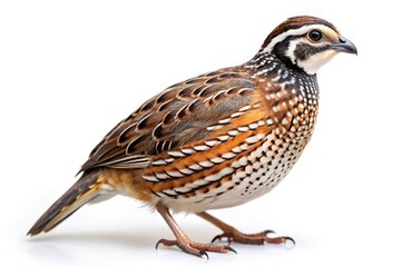 Amazing quail isolated on white background at eye level