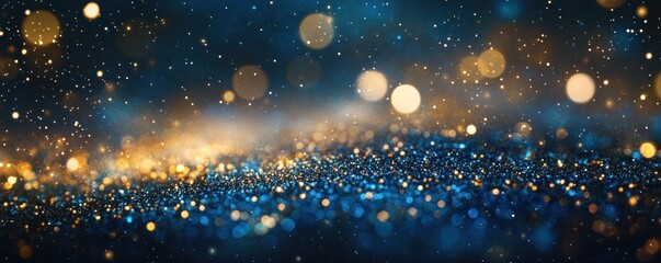 Obraz premium Sparkling Blue and Gold Glitter Background