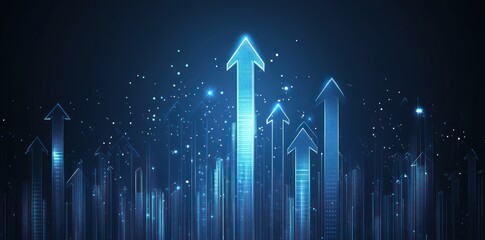 Abstract Blue Arrows Representing Growth, Progress, and Success