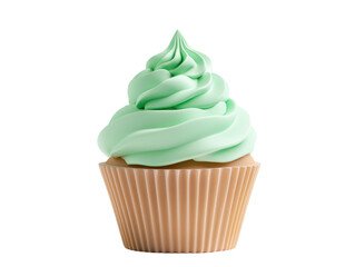 A Single Green Cupcake with Whipped Cream