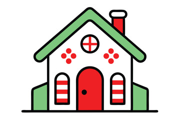 Christmas gingerbread house vector line art, clipart illustration with isolated on white background