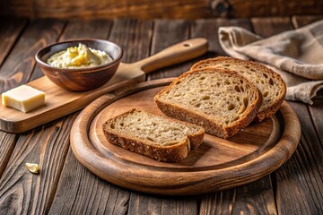 appetizer on wood plate with butter