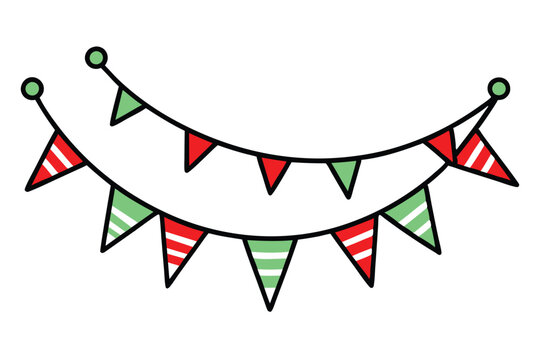 recommend clip art: Christmas festive bunting vector line art, clipart illustration with isolated on white background