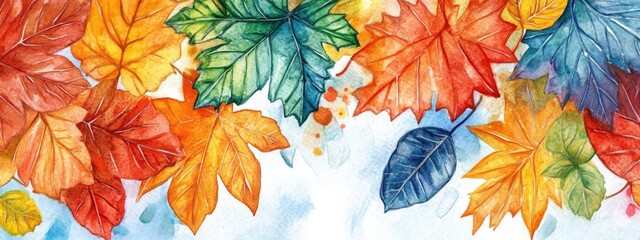 Vibrant Watercolor Autumn Leaves: A Celebration of Fall Colors and Nature's Beauty