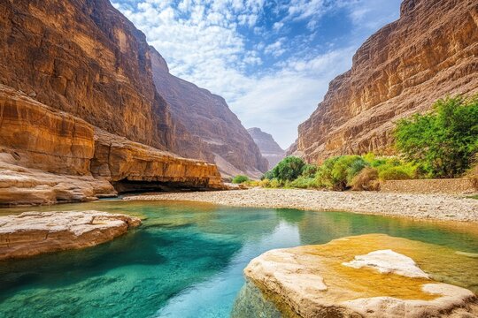 The beautiful Wadi Al-Disah in the Tabuk region is one of the most famous valleys in western Saudi Arabia, ai