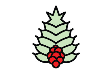 Christmas frosted pine cone vector line art, clipart illustration with isolated on white background