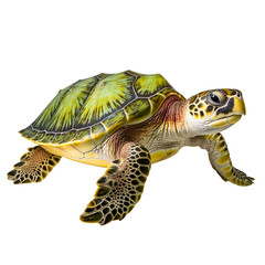 Fototapeta premium a green sea turtle isolated on transparent and white background