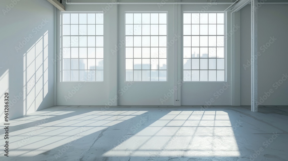 Canvas Prints Interior of a vacant white loft with shadow from window