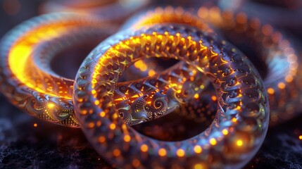Obraz premium Abstract Intertwined Rings with Glowing Edges