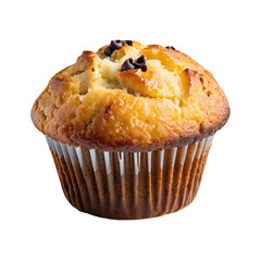 A tasty sweet muffin isolated on a transparent background.