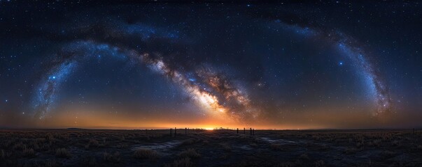 Naklejka premium A starry night sky with a clear view of the Milky Way, creating a sense of wonder and vastness