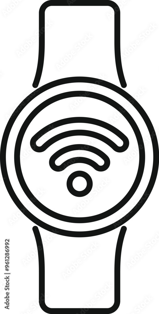Poster simple vector of a smartwatch showing wifi connection symbol for apps or websites