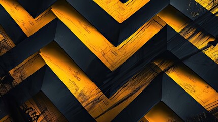 Constructivist wallpaper featuring bold black and yellow zigzag patterns with light