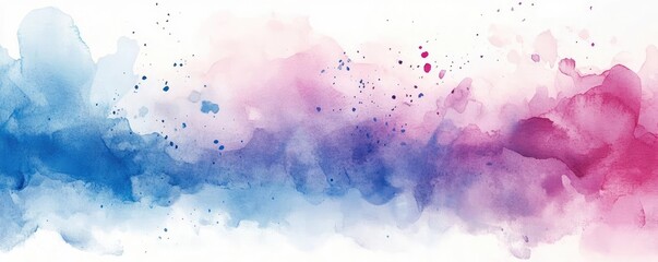 Obraz premium A vibrant watercolor background with splashes of blue, pink, and purple, creating a dreamy and abstract atmosphere