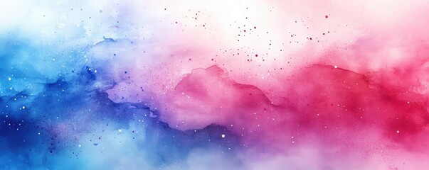 Obraz premium A vibrant watercolor background with splashes of blue, pink, and purple, creating a dreamy and abstract atmosphere