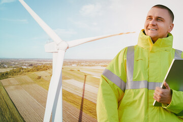 Professional technician servicing wind energy equipment