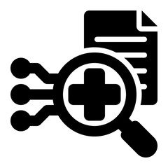 medical, analysis, healthcare, detection, data science, application solid or glyph icon