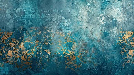 Post-Impressionist wallpaper with turquoise and gold patterns featuring soft gradients and blurred textures