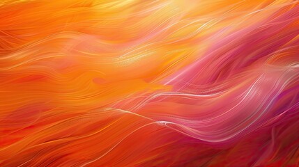Swirling brushstrokes in oranges and pinks create a Post-Impressionist backdrop of movement