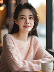 portrait of a woman in cafe