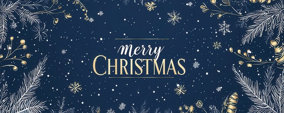 Blue Christmas card background with text merry christmas