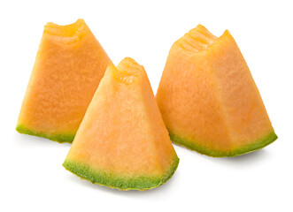 Sliced cantaloupe melon isolated on white background. clipping path