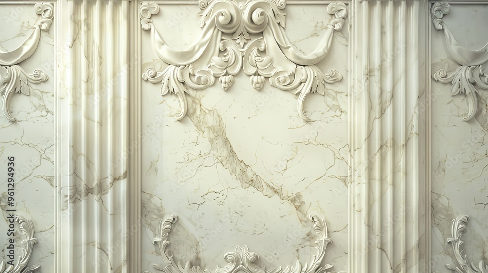 Canvas Prints Neo-Classical background of marble textures with soft light and elegant carvings