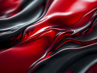 Abstract Background Red and Black Fluid Waves 3D Illustration
