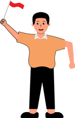 Smiling man holding flag