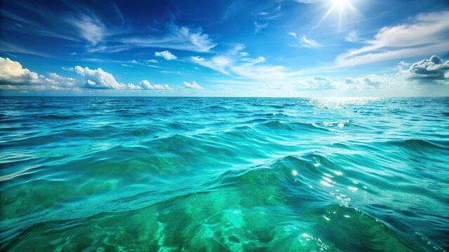 Asymmetrical turquoise green ocean abstract water background